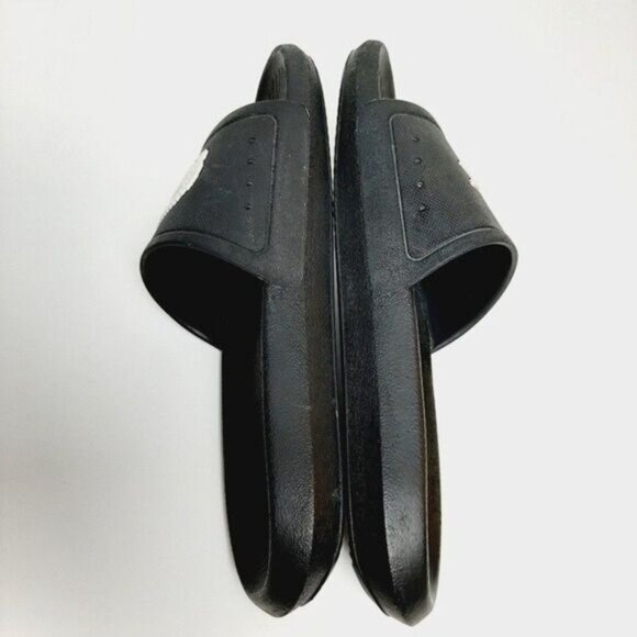 LACOSTE Croco Slide Sandals Lage Logo Black B&W Sz 6 - Picture 8 of 11